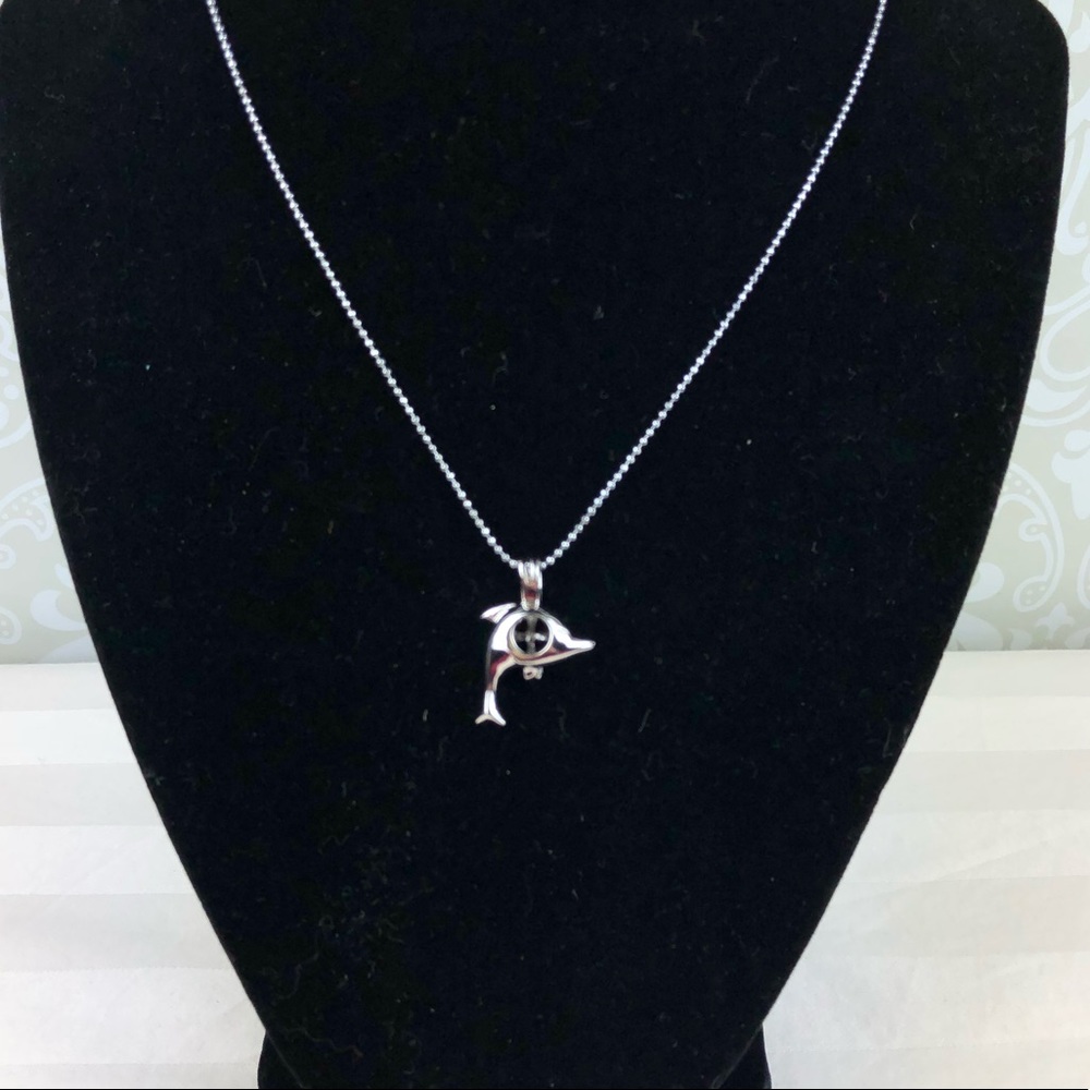Sterling silver dolphin pearl cage